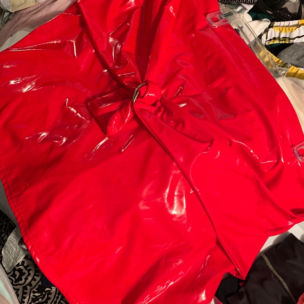 Boohoo Red Leather Skirt